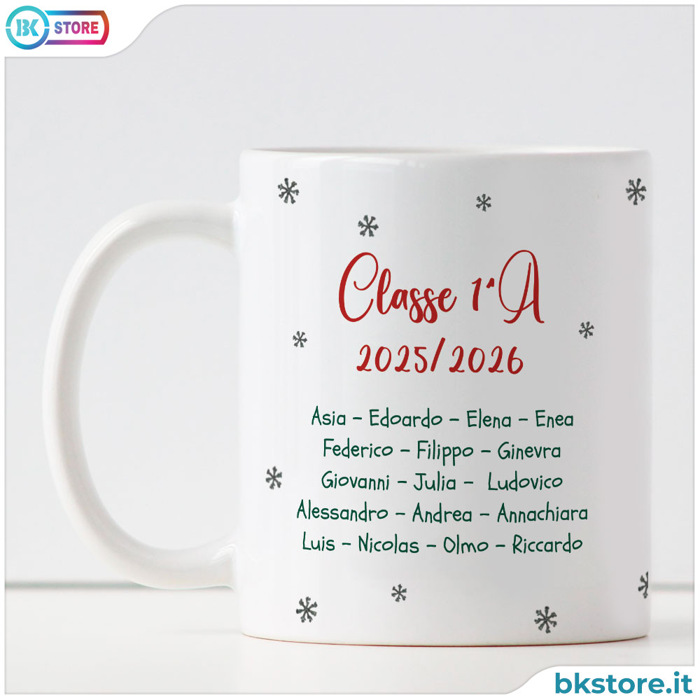 Tazza Natalizia Personalizzata – Idea Regalo di Natale Maestra con Nomi Bambini