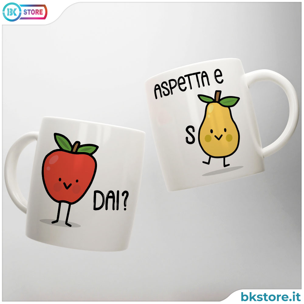 Set 2 Tazze Personalizzate Coppia San Valentino – Regalo Ironico Meladai Aspetta e sPera