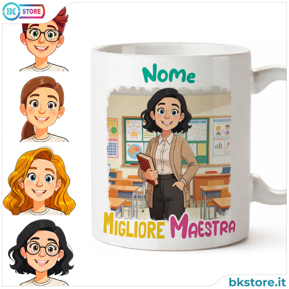 Tazza personalizzata per maestra o professoressa con avatar e nome