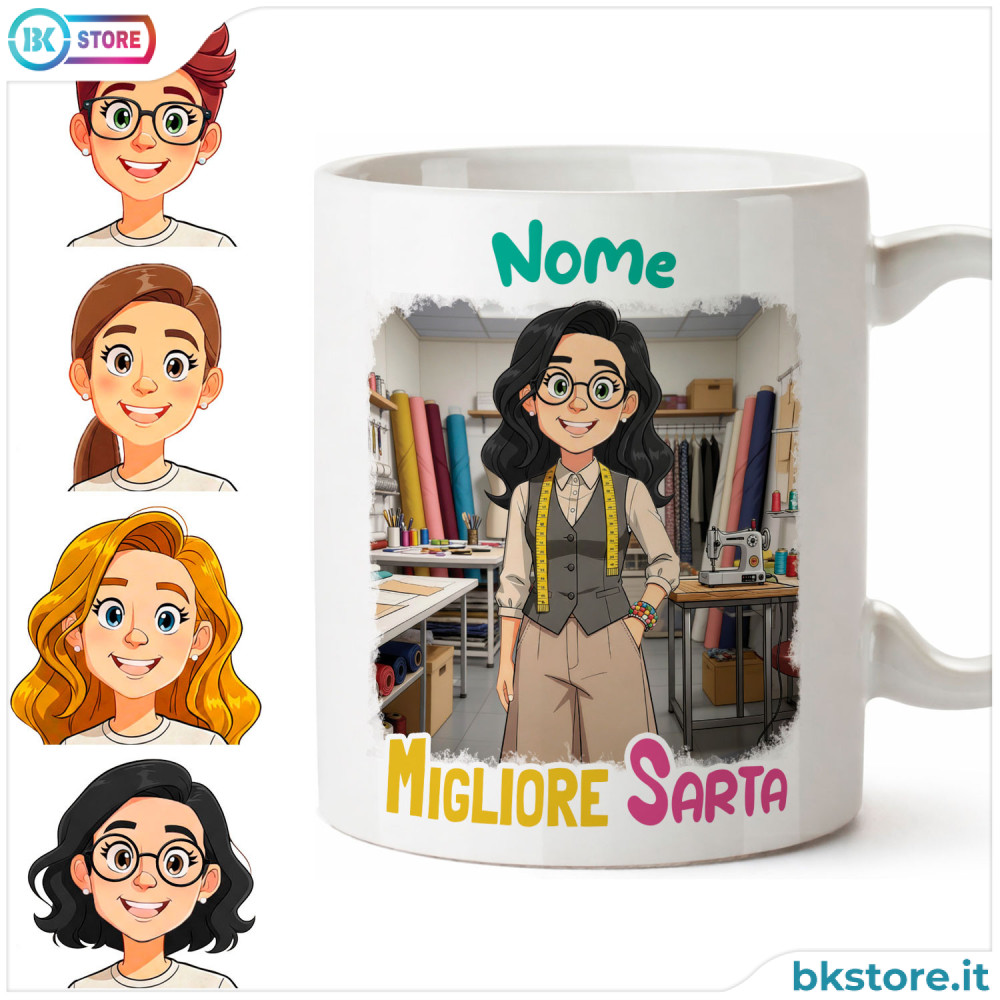 Tazza Sarta o Stilista Personalizzata con Avatar e Nome – Idea Regalo Originale