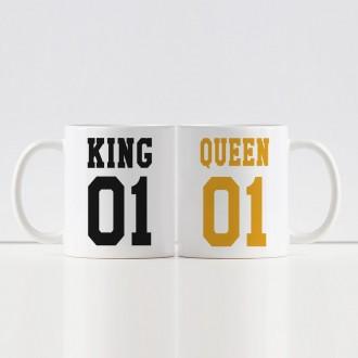 Tazze per coppia di innamorati King e Queen personalizzate con nome