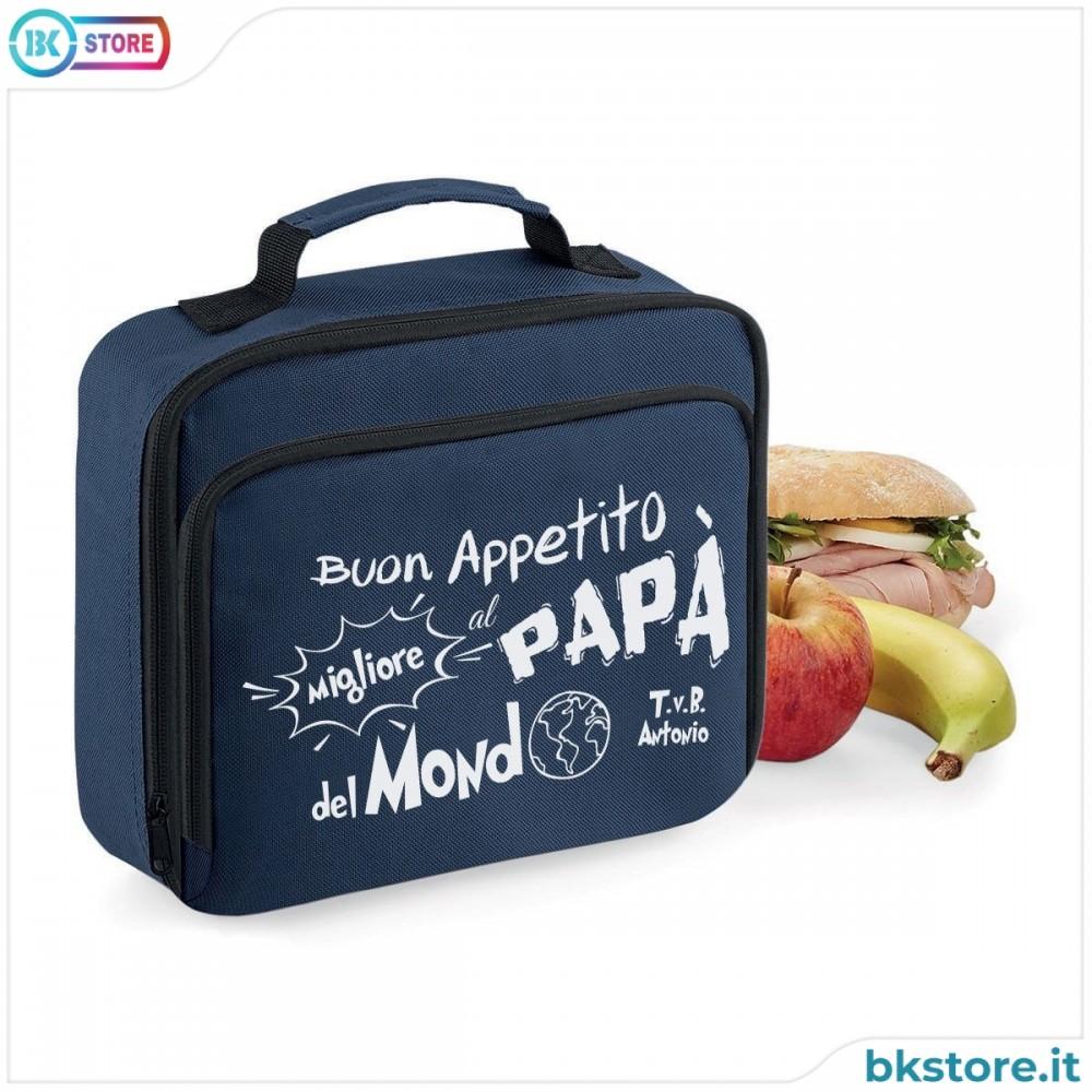 Lunch Box Borsa Frigo personalizzata Buon Appetito al migliore papà del mondo.