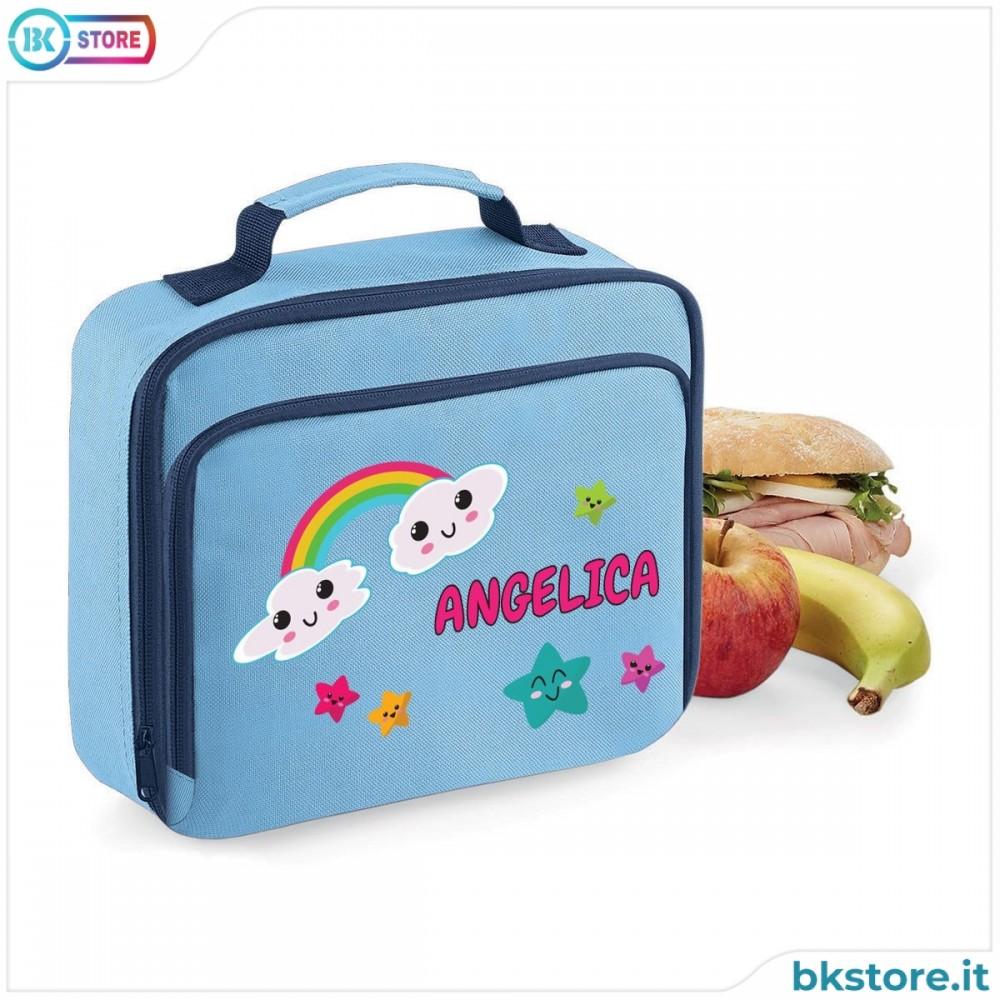 Lunch Box Borsa Frigo personalizzata con arcobaleno e nome