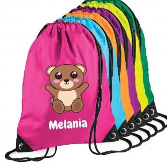 Sacca zainetto per bambini per scuola materna o asilo nido, personalizzato con orsetto ed il proprio nome