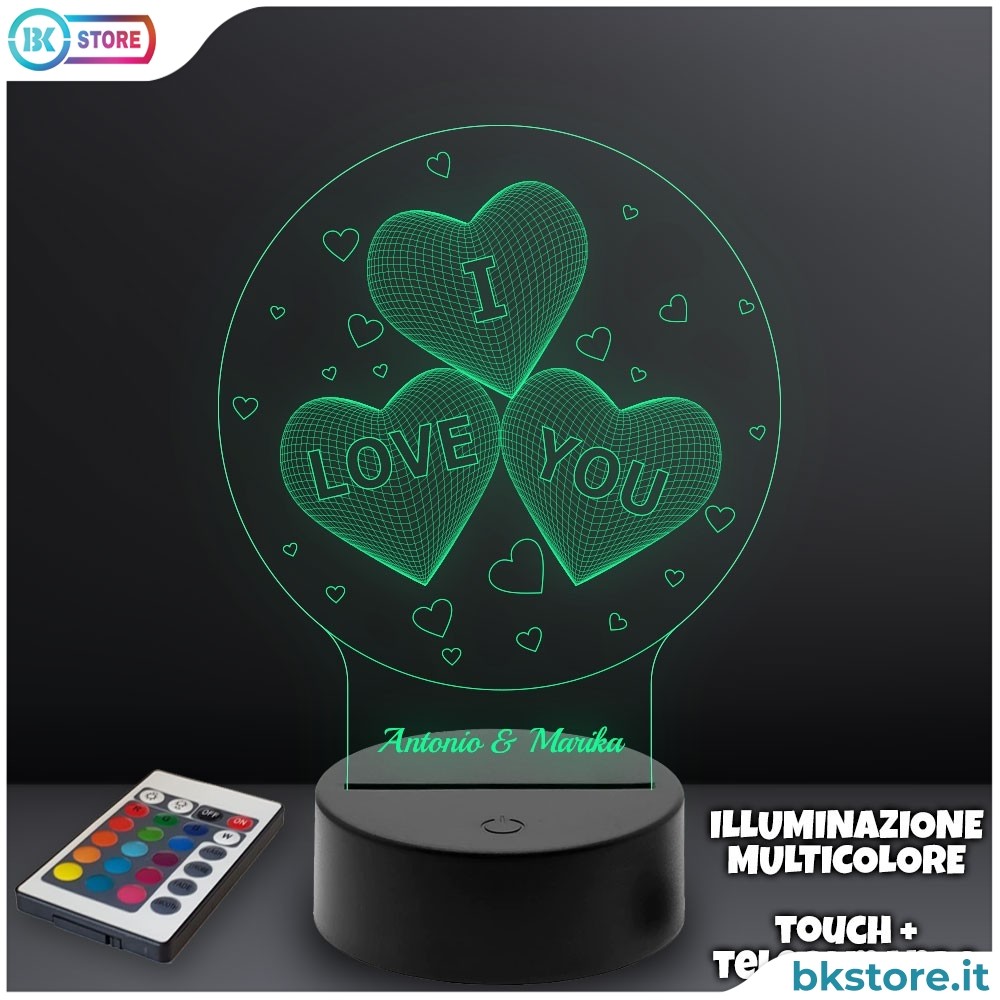 Lampada plexiglass I love you, personalizzata con nomi Lampada plexiglass I love you, personalizzata con nomi