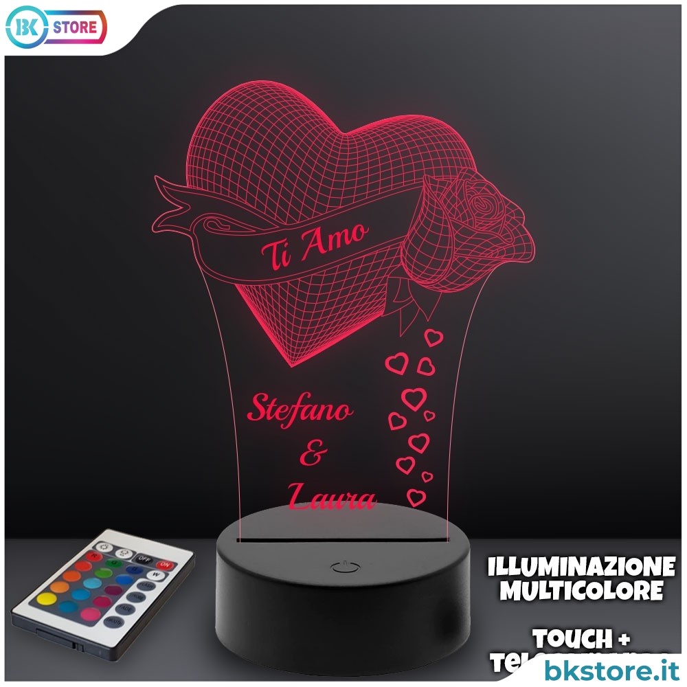 Lampada plexiglass ti amo personalizzata con nomi Lampada plexiglass ti amo personalizzata con nomi