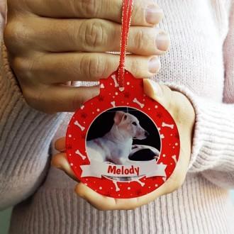 Pallina natale (sfera) cane, in plexiglass personalizzata con foto e nome del il vostro cane