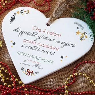Regalo Natale Nonni Personalizzato Cuore Ceramica Con Frase Natalizia