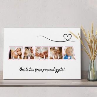 Quadro in tela regalo per la mamma, personalizzato con foto e dedica