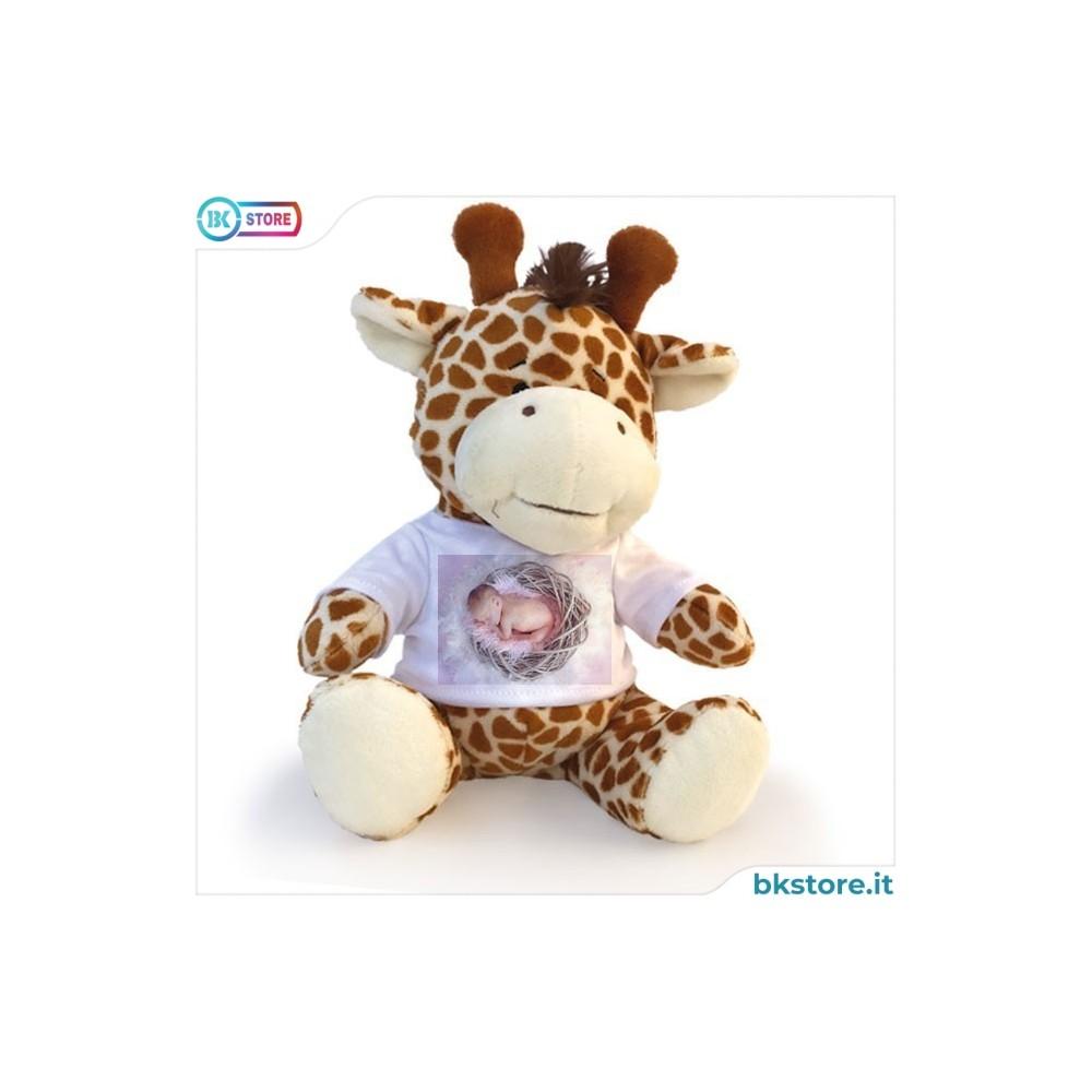 Giraffa peluche personalizzata con foto o scritta sulla maglietta