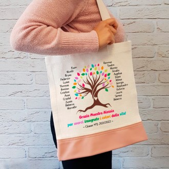 Shopper regalo maestra personalizzata "Albero della vita" con nomi bambini