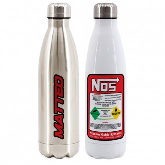 Bottiglia / Borraccia Termica in acciaio personalizzata Stile bombola di NOS e nome