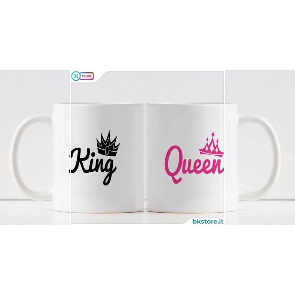 Tazze per coppia di innamorati King e Queen personalizzate con nomi