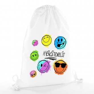 Zainetto (sacca) personalizzato con colorati smile e hastag o nome