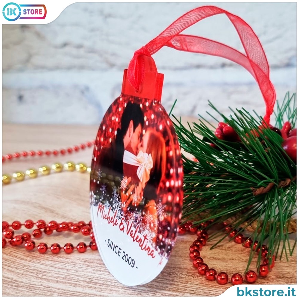 Pallina \ Ciondolo di Natale in plexiglass personalizzata con foto e canzone preferita