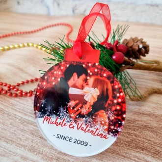 Pallina \ Ciondolo di Natale in plexiglass personalizzata con foto e canzone preferita