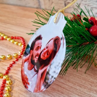 Addobbo natalizio sfera in plexiglass personalizzata con foto