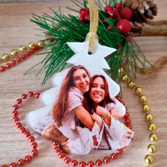Addobbo natalizio albero in plexiglass personalizzato con foto