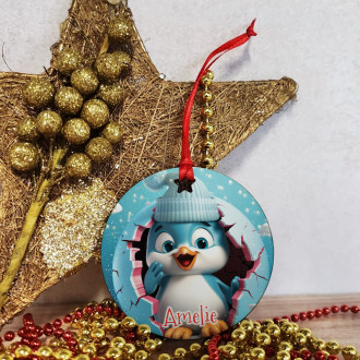 Pallina di Natale addobbo natalizio, personalizzata con pinguino e nome