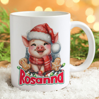 Simpatica tazza regalo di Natale con maialino nome e dedica