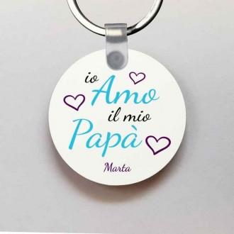Portachiavi per il papà "Io amo il mio papà", personalizzato con nome o nomi dei bambini