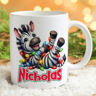 Tazza personalizzata regalo di Natale con zebra nome e dedica