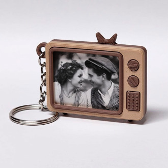 idea regalo vintage portachiavi Retro TV in stampa 3D – Mini cornice porta foto vintage, idea regalo nostalgica e originale