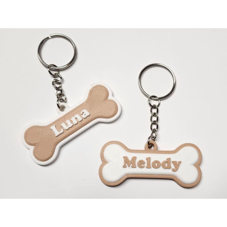Portachiavi osso personalizzabile con il nome del tuo cane