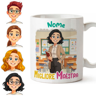 Tazza personalizzata per maestra o professoressa con avatar e nome