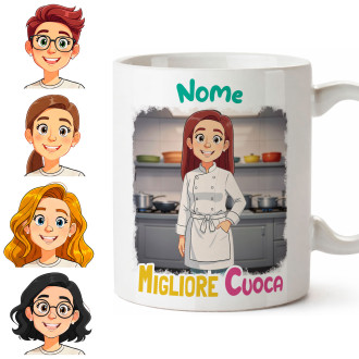 Tazza Cuoca Chef Personalizzata con Avatar e Nome – Idea Regalo Originale