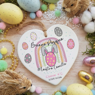 Regalo di Pasqua per la maestra dalla classe Cuore in ceramica personalizzato